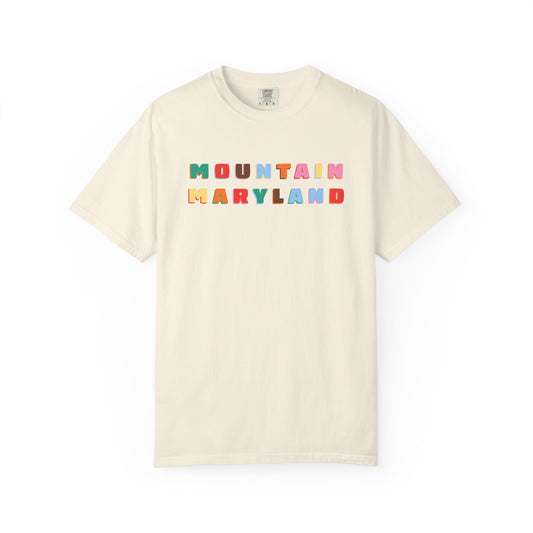 Mountain Maryland Colorblock T-Shirt — Retro Multicolor Tee