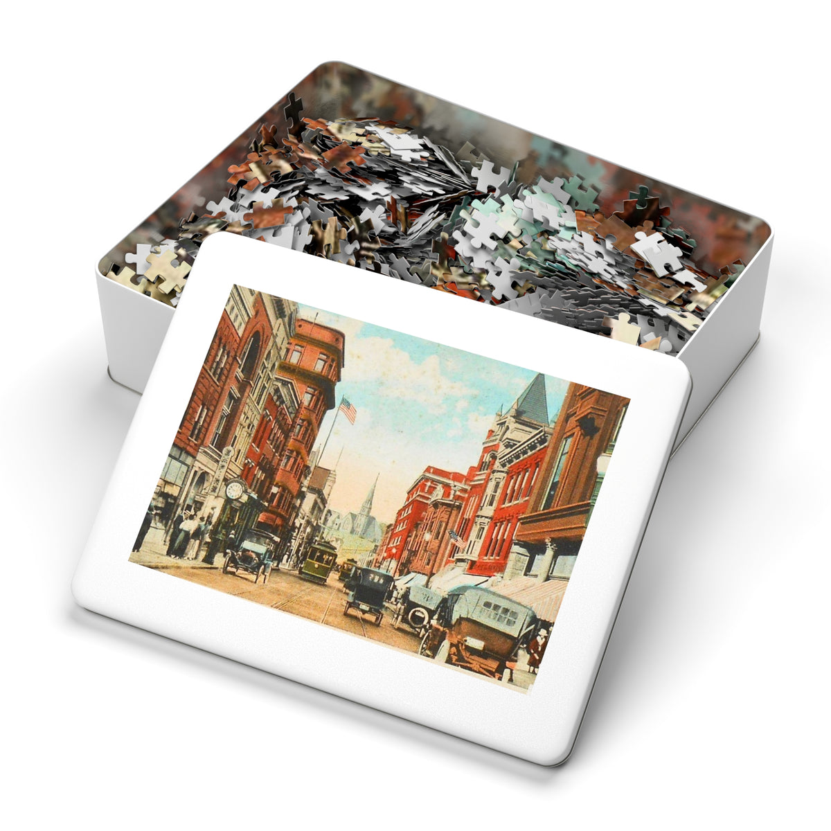 Vintage Baltimore Street Jigsaw Puzzle with Tin