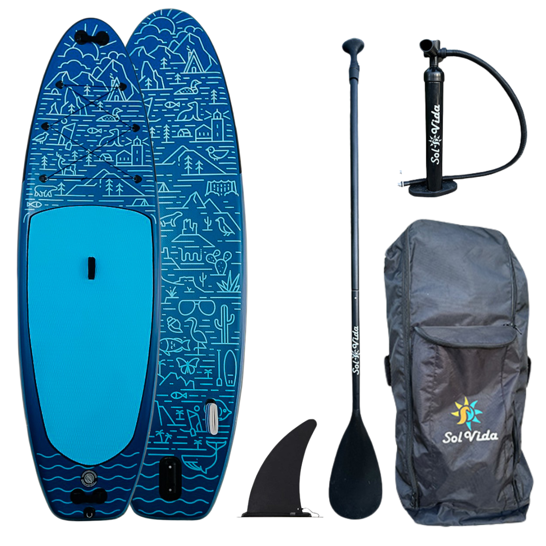 GrandSol Oasis Pack: 11' 4'' Inflatable Paddle Board + Paddle, Pump, Detachable Fin, & Carrying Case