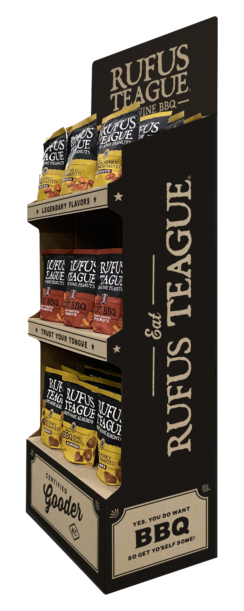 DISPLAY: Peanuts - 3 cases (1) BBQ (1) HOT BBQ (1) Pickle