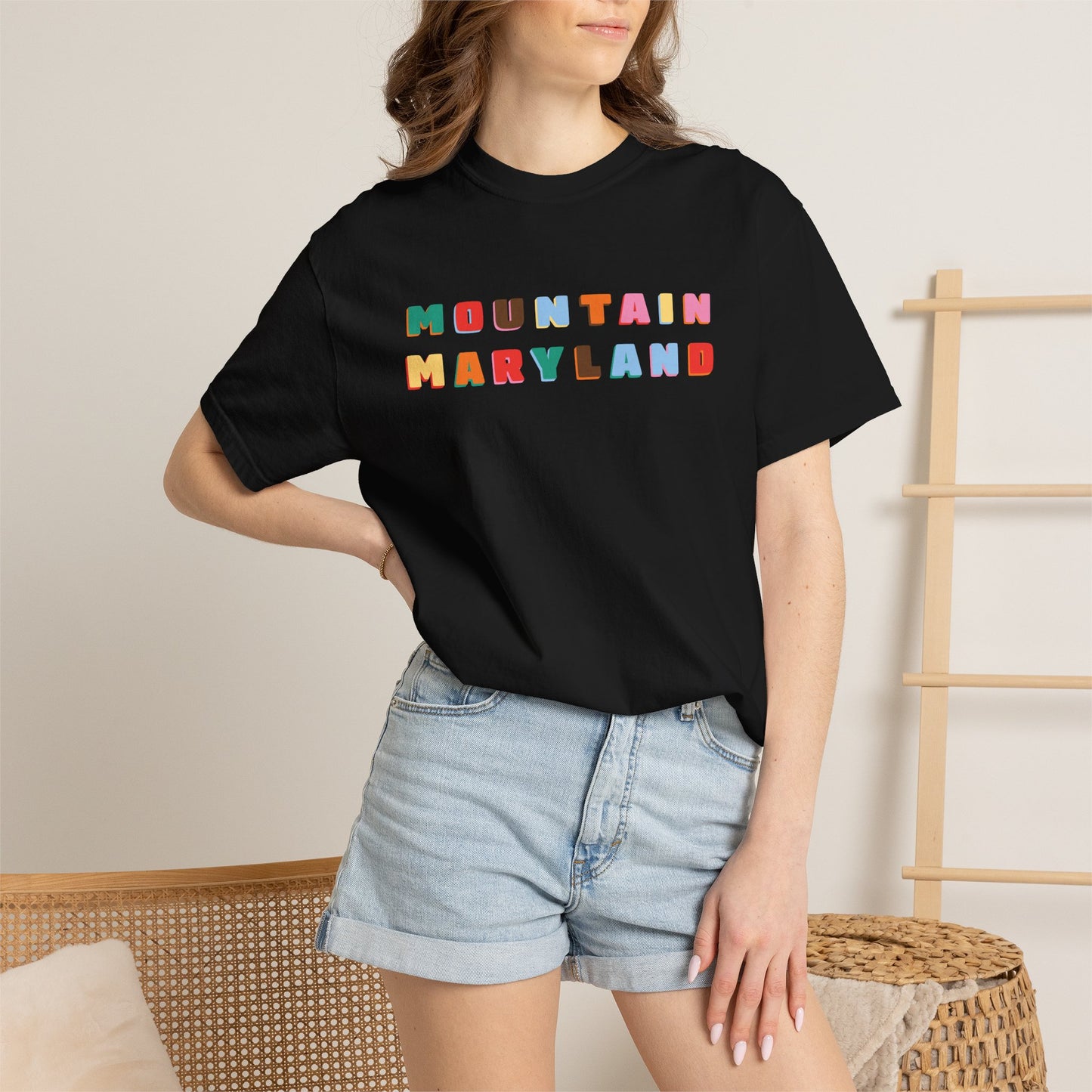 Mountain Maryland Colorblock T-Shirt — Retro Multicolor Tee