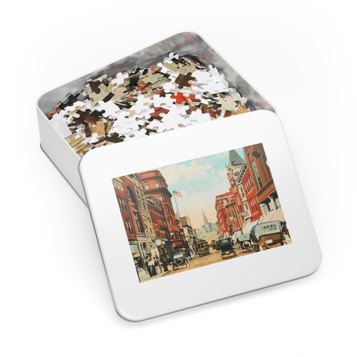 Vintage Baltimore Street Jigsaw Puzzle with Tin