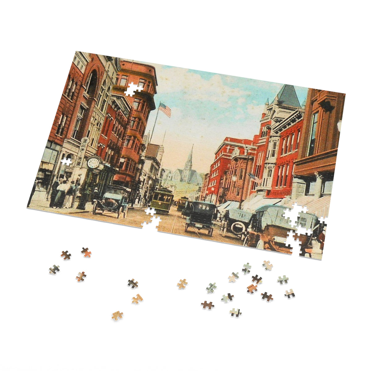 Vintage Baltimore Street Jigsaw Puzzle with Tin