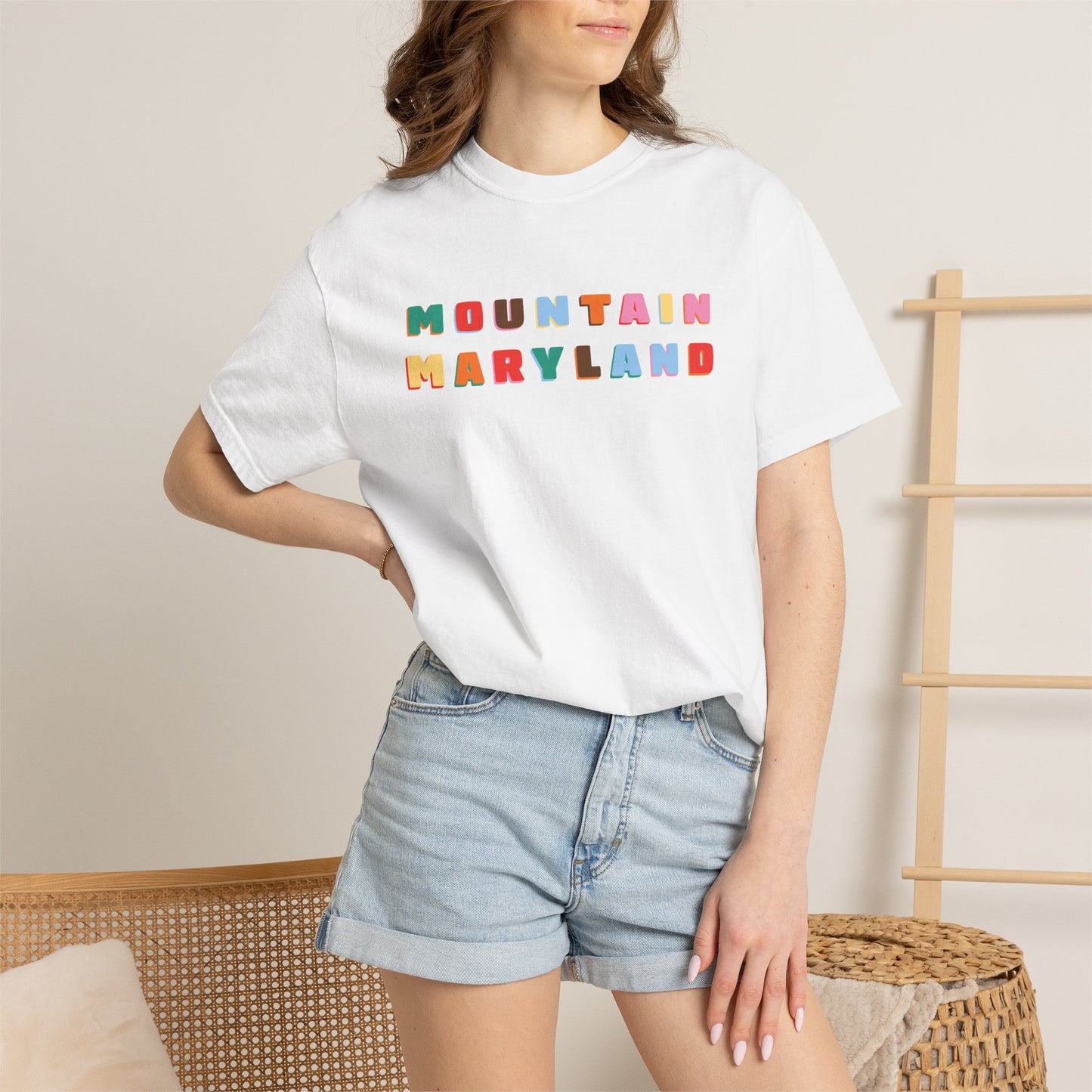 Mountain Maryland Colorblock T-Shirt — Retro Multicolor Tee
