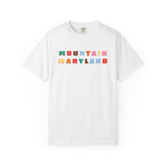 Mountain Maryland Colorblock T-Shirt — Retro Multicolor Tee
