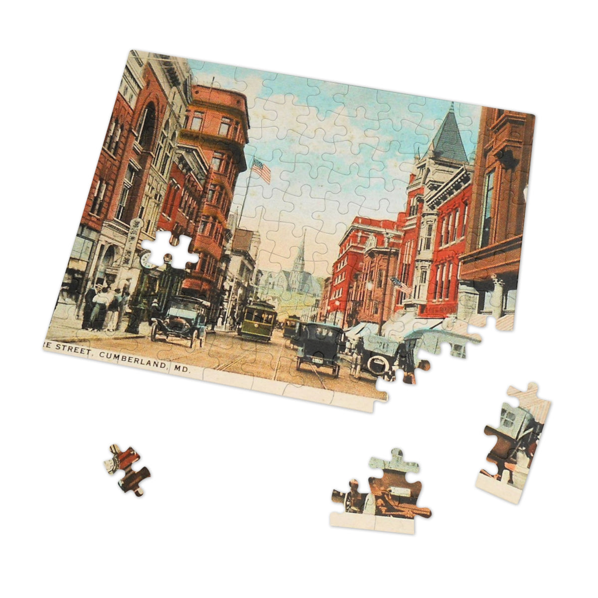 Vintage Baltimore Street Jigsaw Puzzle with Tin