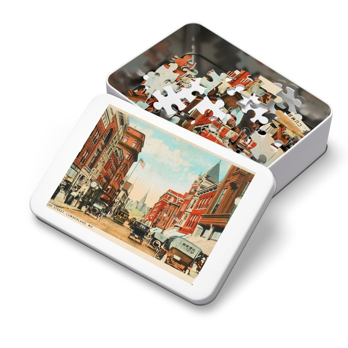 Vintage Baltimore Street Jigsaw Puzzle with Tin