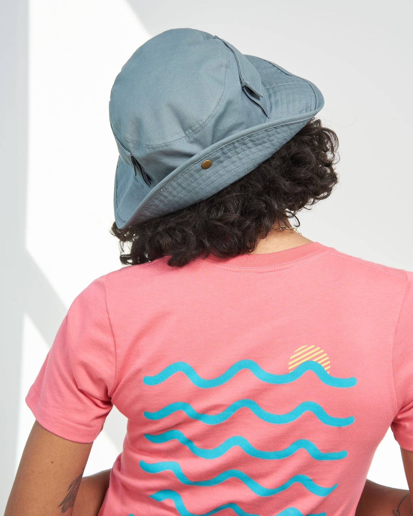 Organic Bucket Stash Hat: Sky Blue