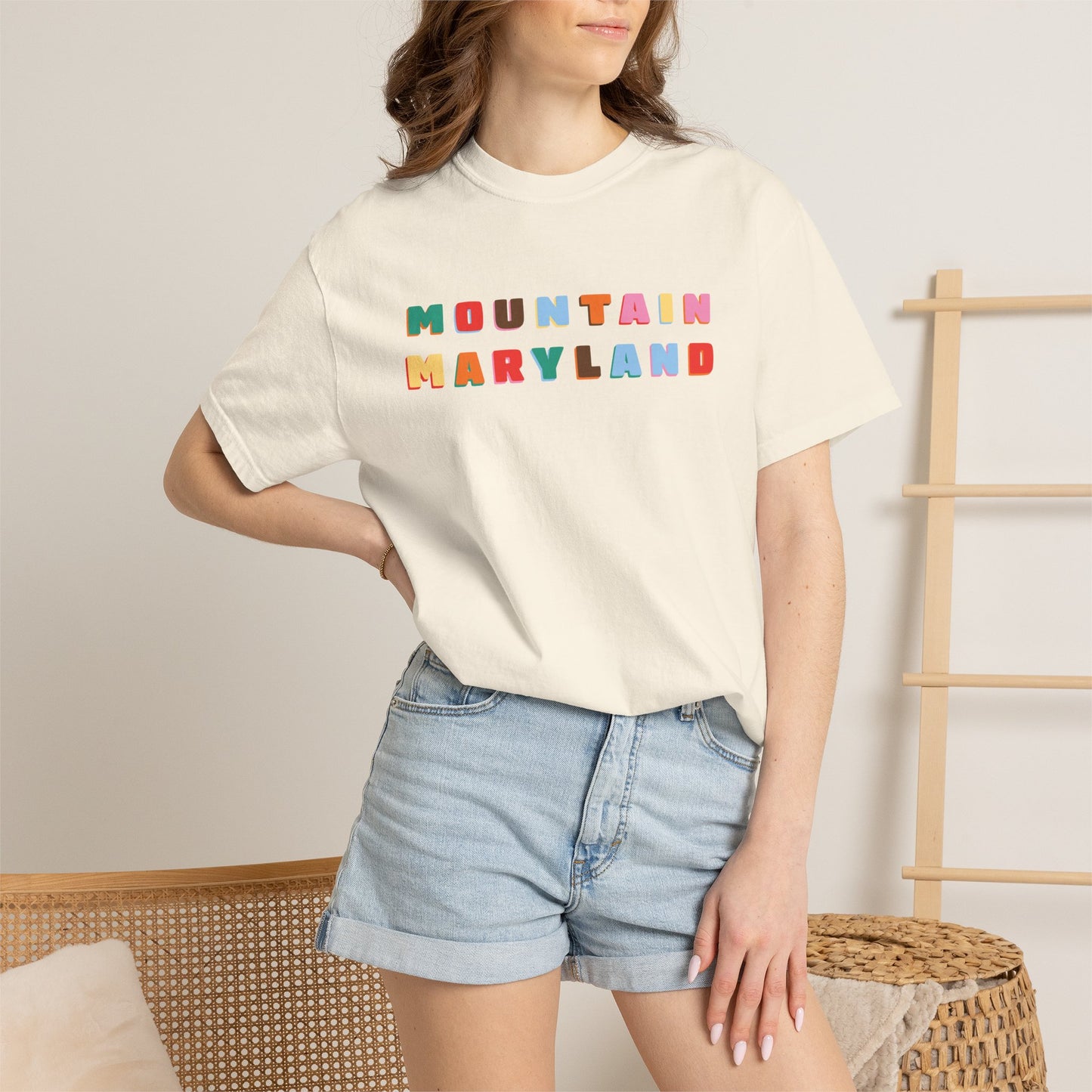 Mountain Maryland Colorblock T-Shirt — Retro Multicolor Tee