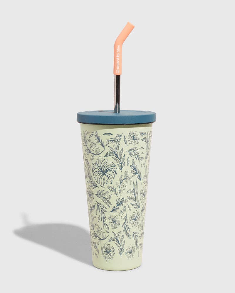 24 oz Insulated Steel Straw Tumbler: Eggshell - Waves
