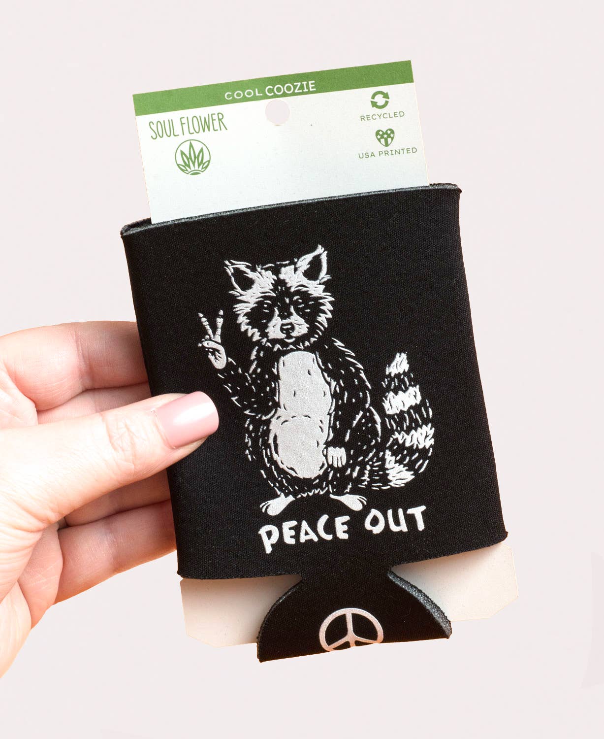 Peace Out Raccoon Coozie - Funny Can Coolers Koozies
