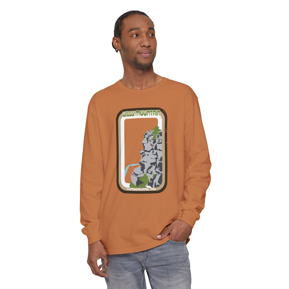 Wills Mountain - Unisex Garment-Dyed Long Sleeve T-Shirt