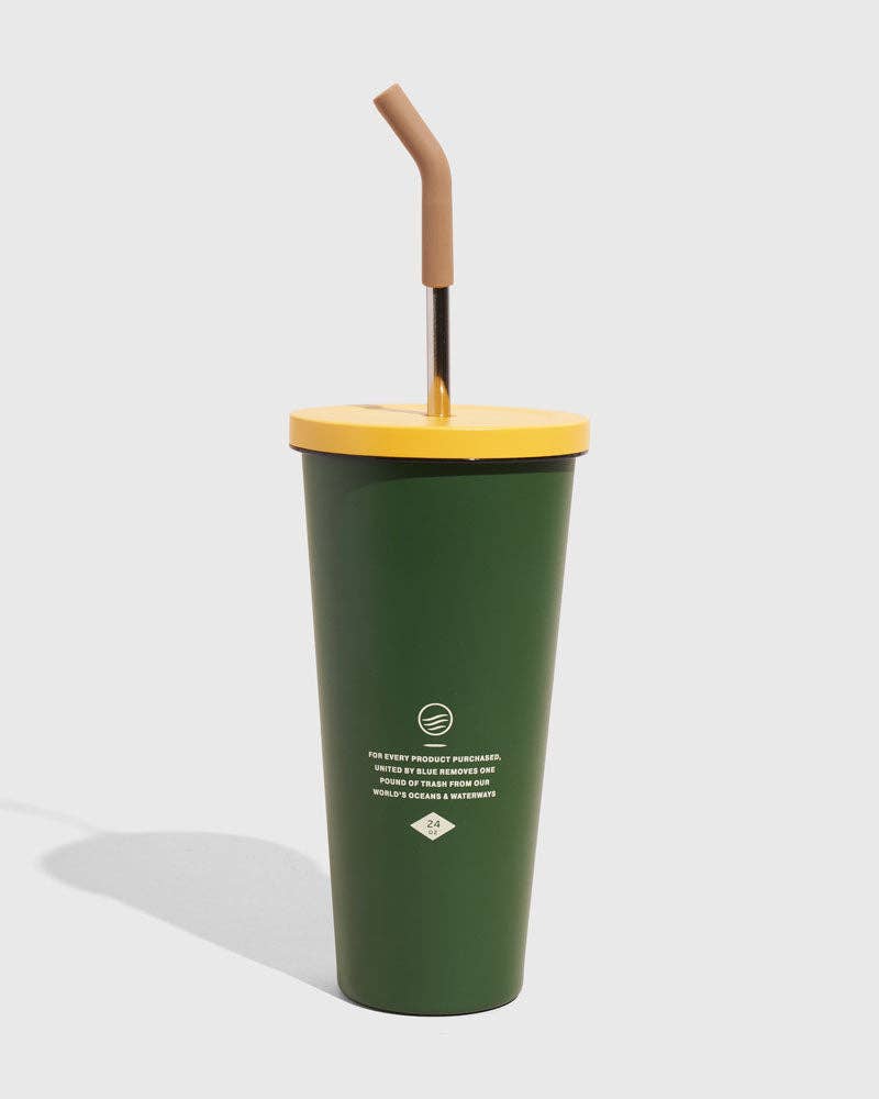 24 oz Insulated Steel Straw Tumbler: Rainstorm - Fish