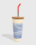 24 oz Insulated Steel Straw Tumbler: Eggshell - Waves