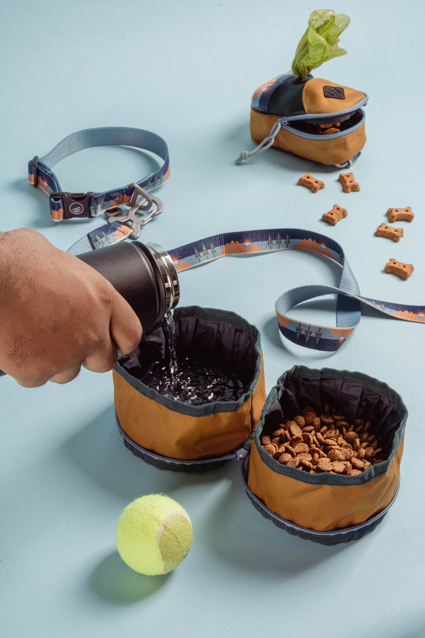 (R)evolution™ Collapsible Double Dog Bowl: Pine