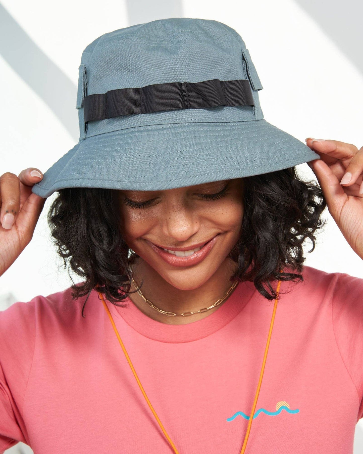 Organic Bucket Stash Hat: Sky Blue