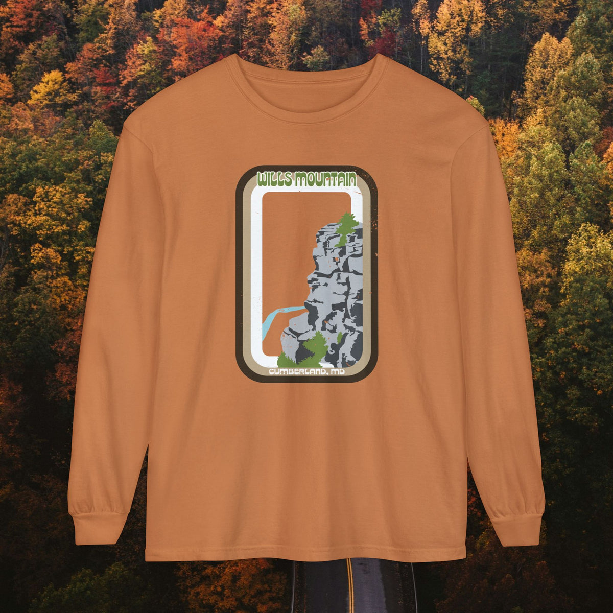 Wills Mountain - Unisex Garment-Dyed Long Sleeve T-Shirt