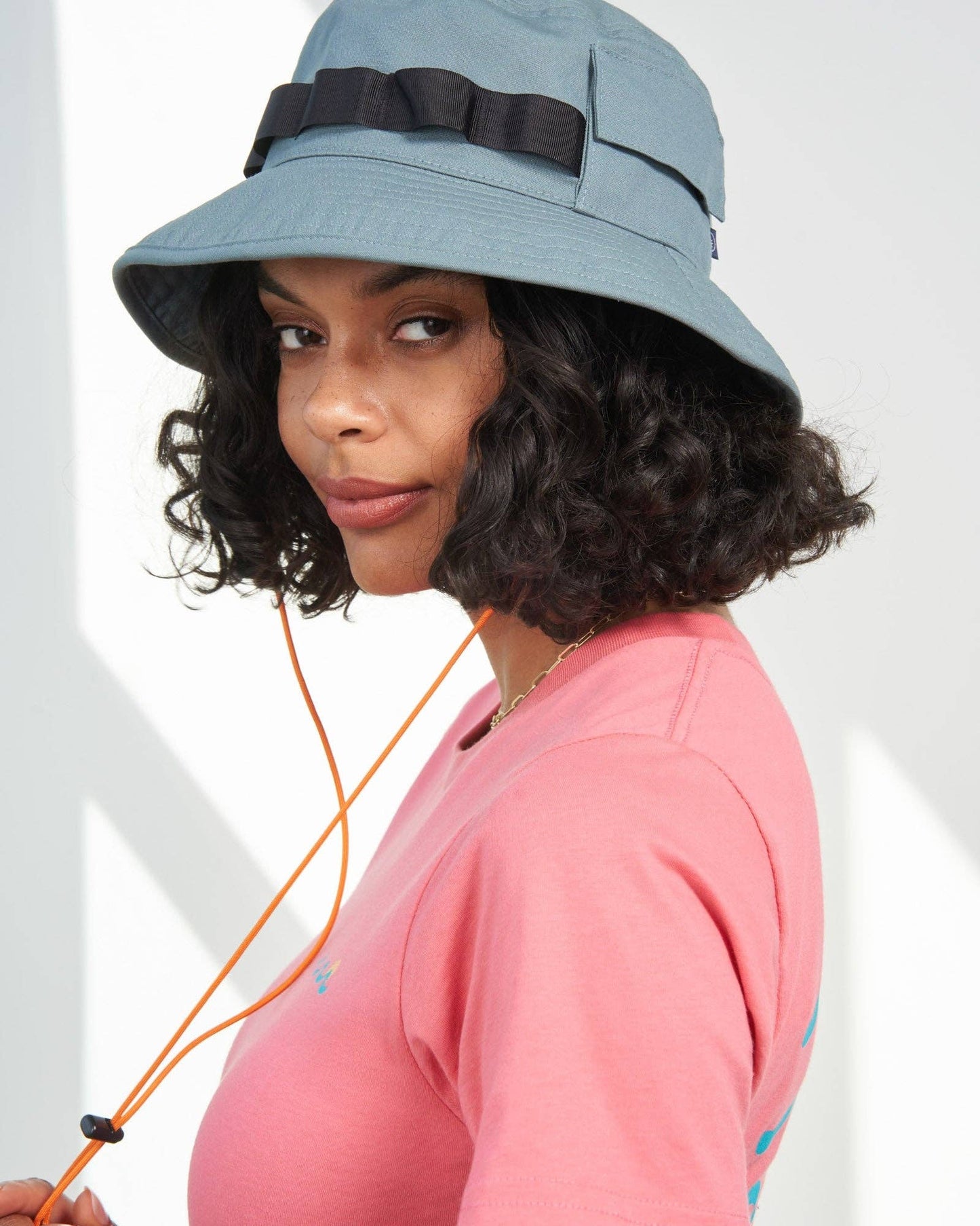 Organic Bucket Stash Hat: Sky Blue