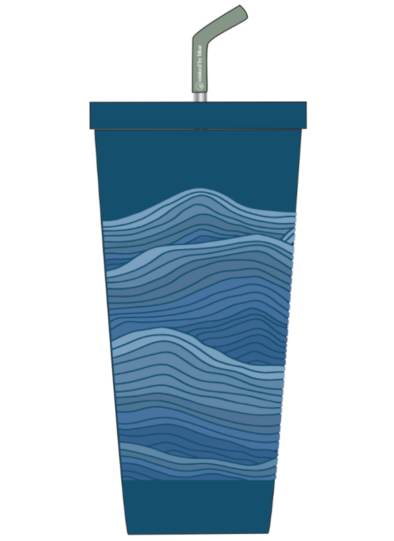 24 oz Insulated Steel Straw Tumbler: Eggshell - Waves