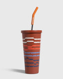 24 oz Insulated Steel Straw Tumbler: Eggshell - Waves