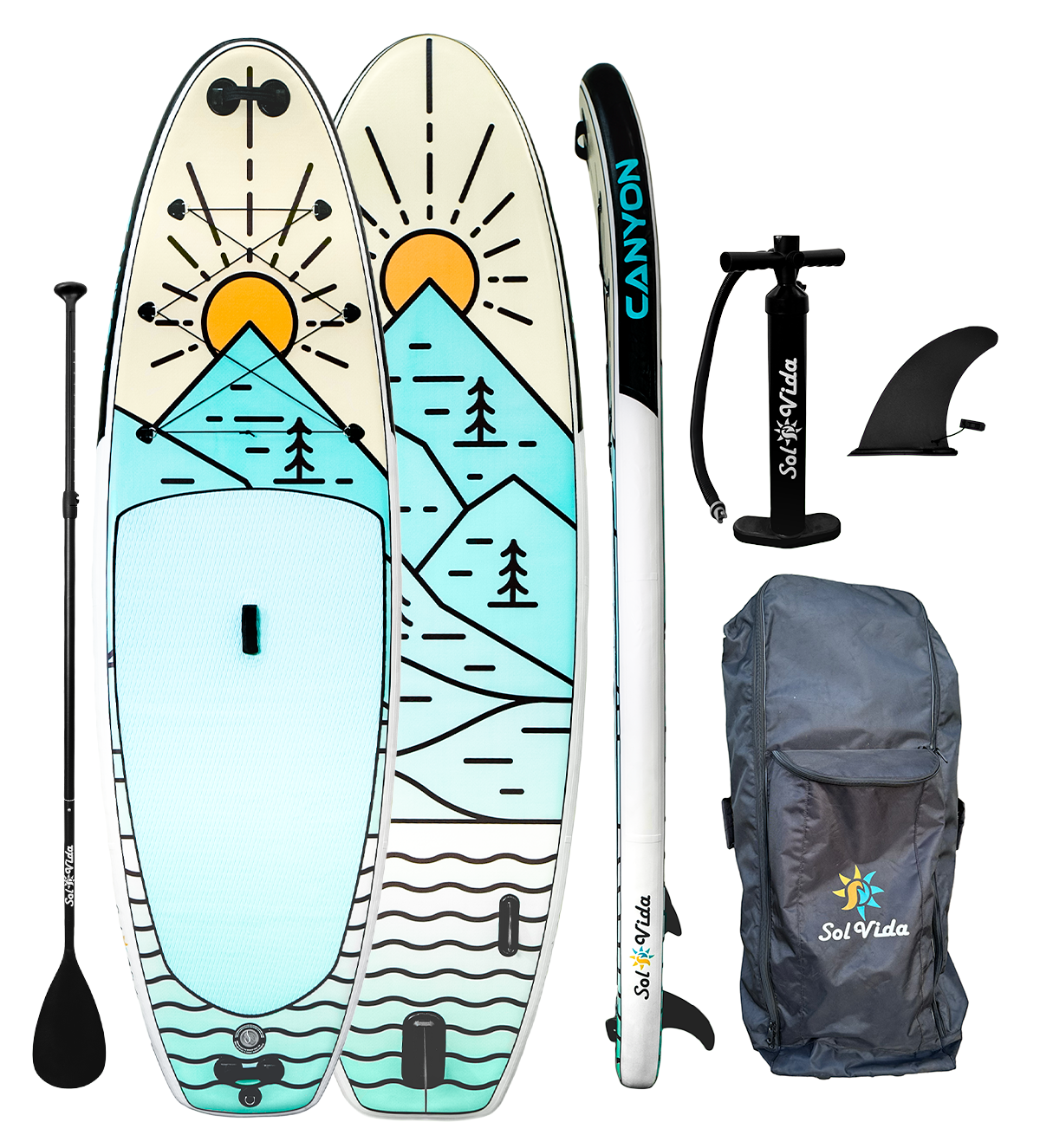 GrandSol Canyon Pack: 11' 4'' Inflatable Paddle Board + Paddle, Pump, Detachable Fin, & Carrying Case
