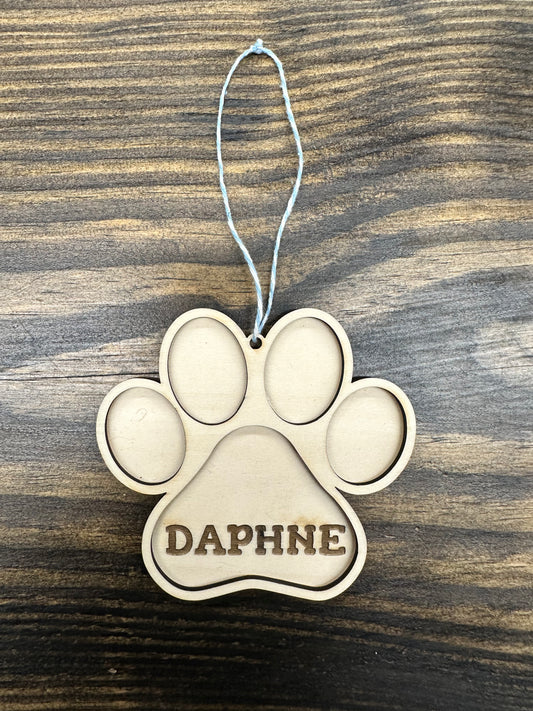 Pet Name Wood Ornament