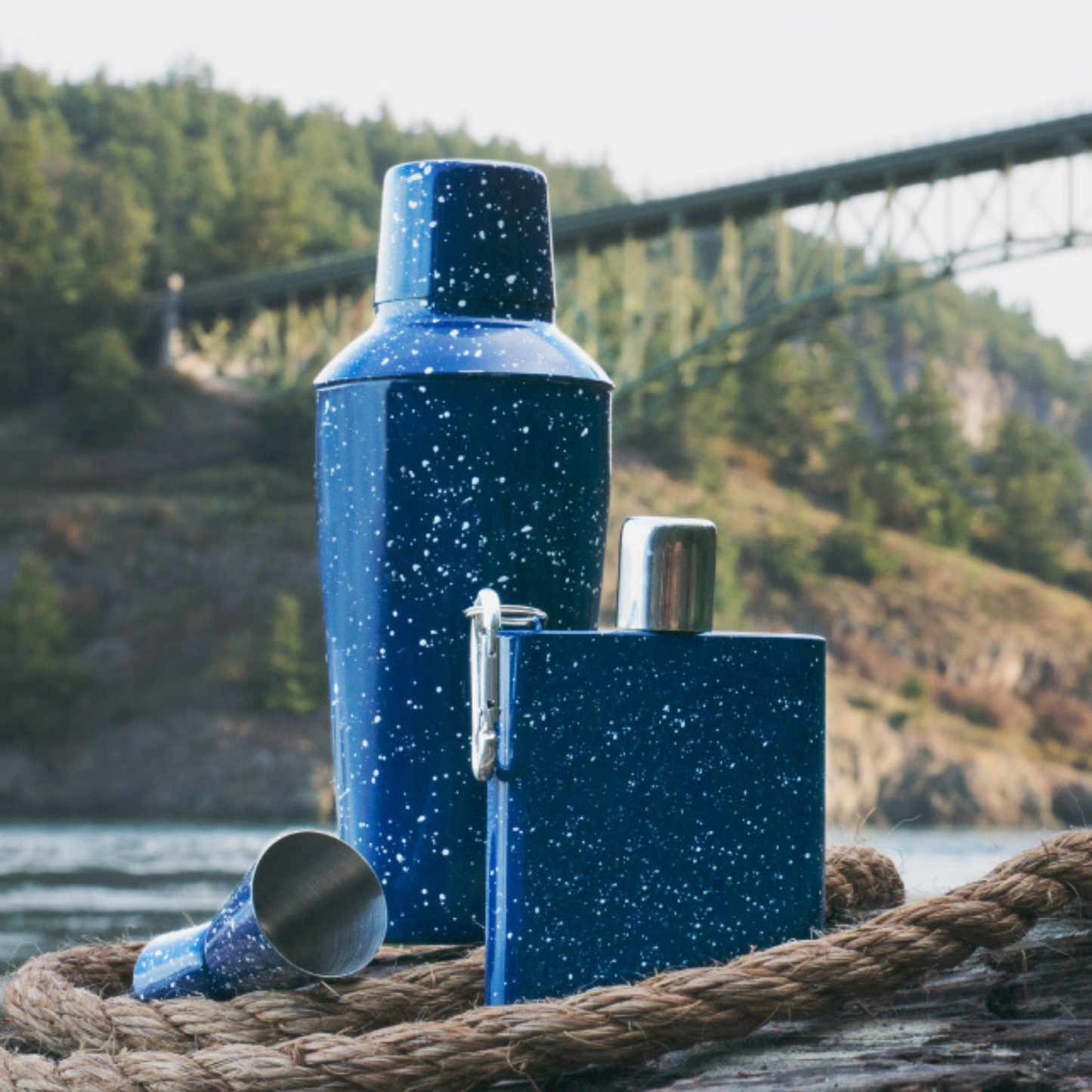 Enamel Carabiner Camping Flask
