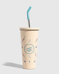 24 oz Insulated Steel Straw Tumbler: Eggshell - Waves