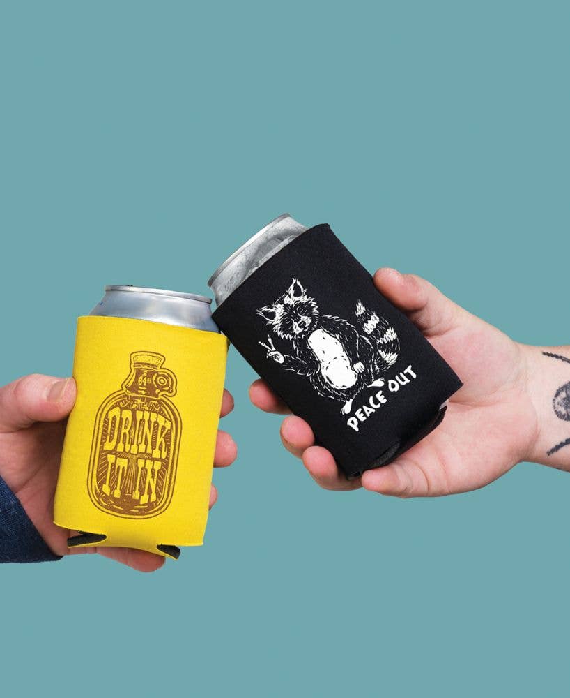 Peace Out Raccoon Coozie - Funny Can Coolers Koozies
