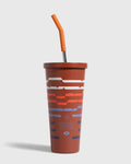 24 oz Insulated Steel Straw Tumbler: Eggshell - Waves