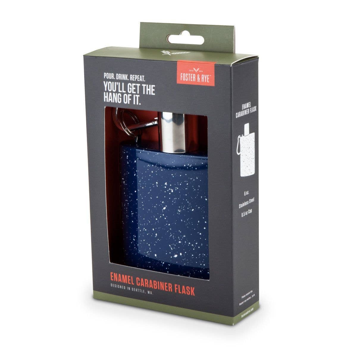 Enamel Carabiner Camping Flask