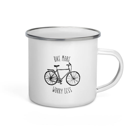 Bike More Worry Less - Enamel Mug