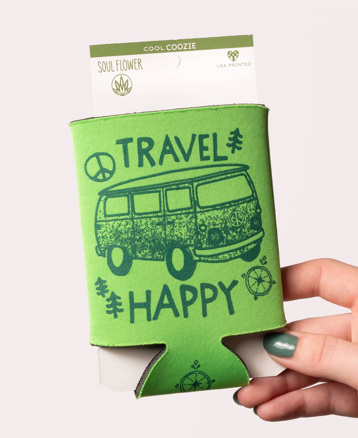 Travel Happy Coozie - Camping Can Coolers Koozies