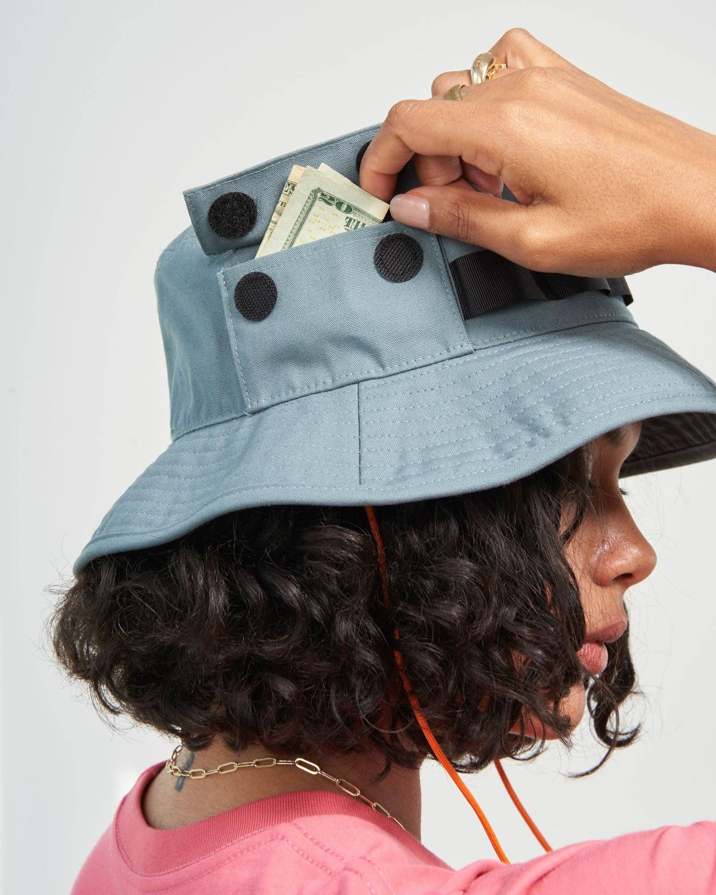 Organic Bucket Stash Hat: Sky Blue