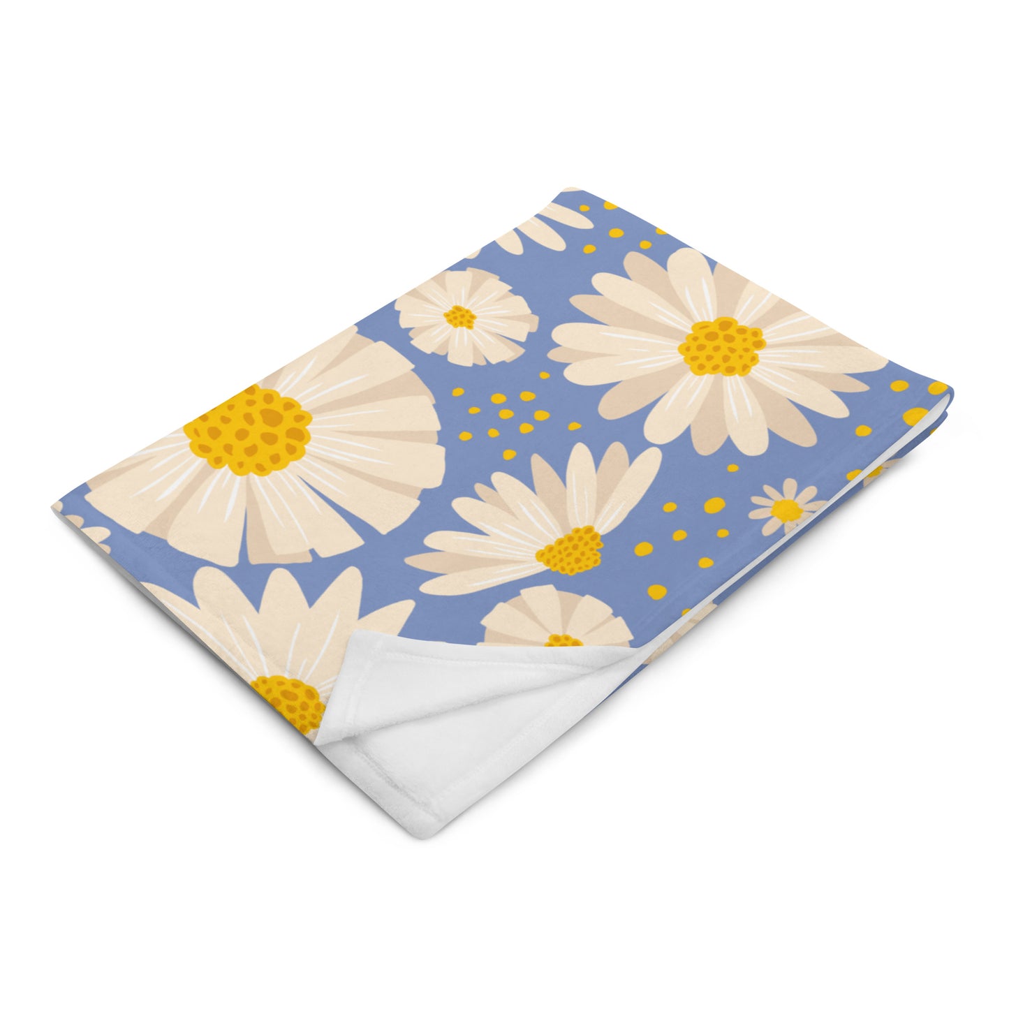 White Daisies - Blue Throw Blanket
