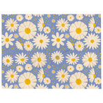 White Daisies - Blue Throw Blanket