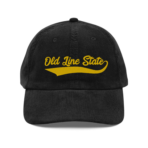Old Line State - Black and Gold - Vintage Corduroy Cap