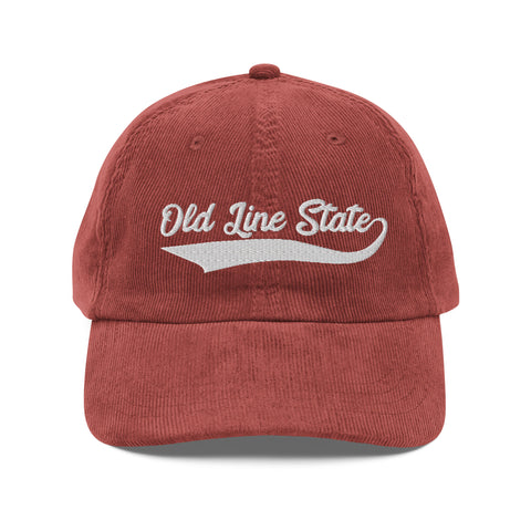 Old Line State - Red and White - Vintage Corduroy Cap